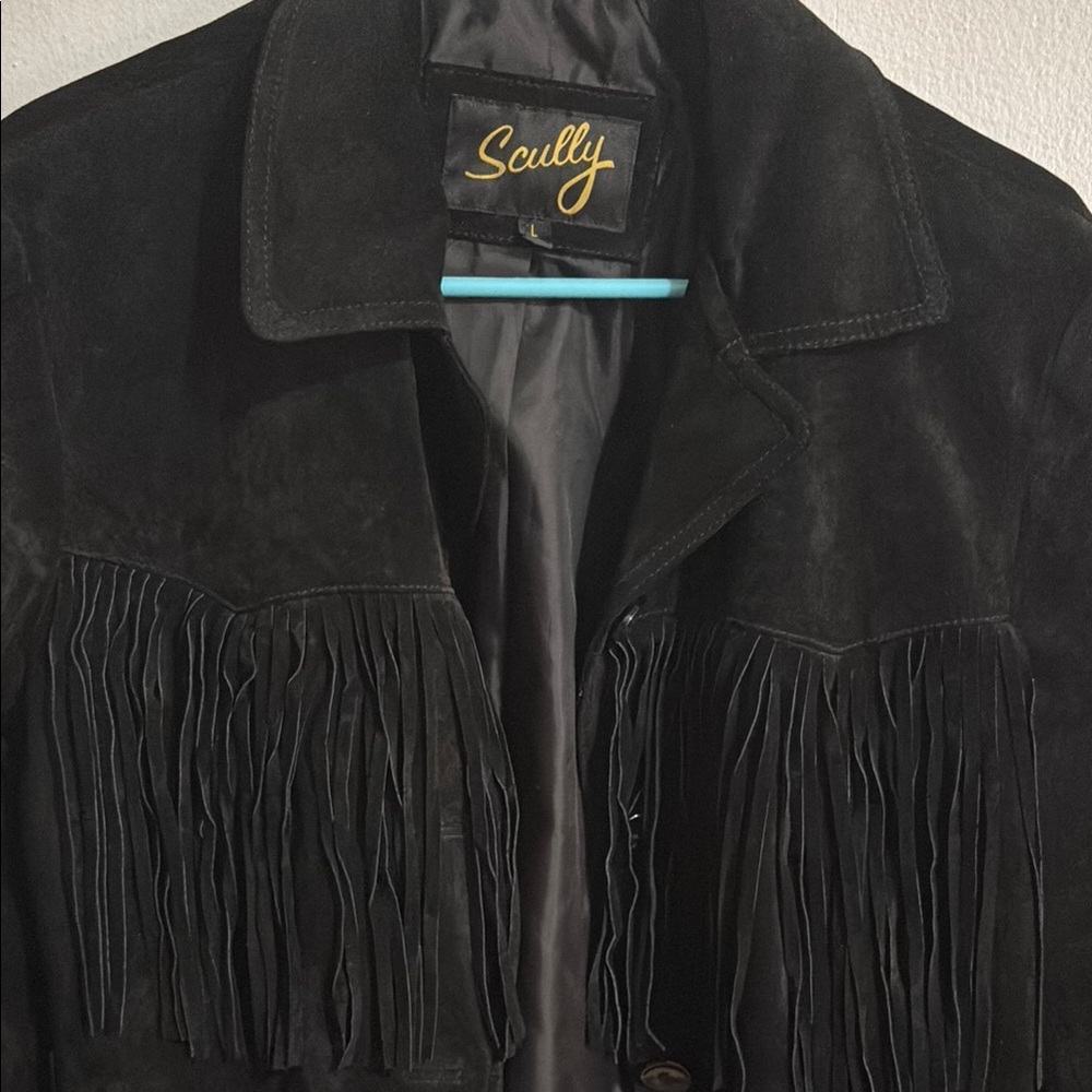 Scully Black Leather Fringe Jacket